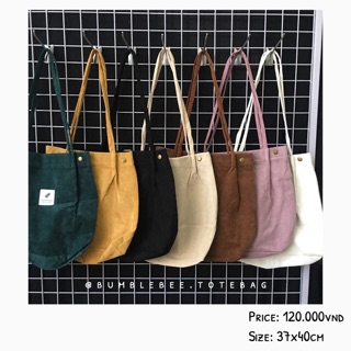 Túi tote nhung gân.