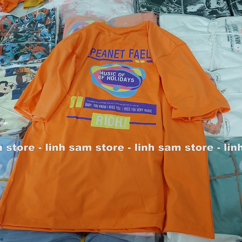 Áo thun tay lỡ nữ freesize phông form rộng dáng Unisex, mặc lớp, nhóm, cặp in chữ PEANET FAEL màu cam | BigBuy360 - bigbuy360.vn