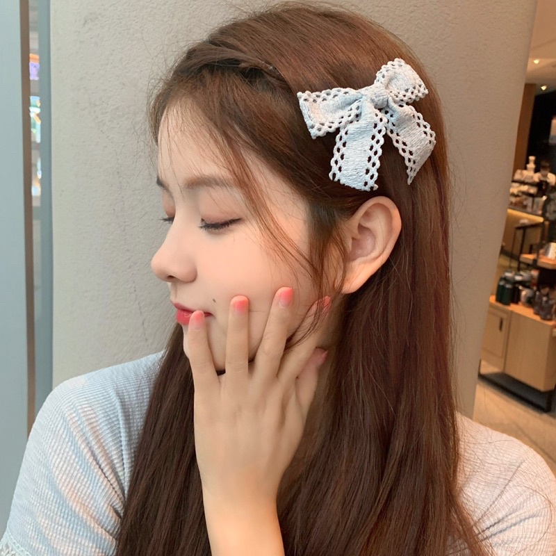 Kẹp Tóc Nơ Ren Min Phong Cách Thời Trang Hàn Quốc Dễ Thương