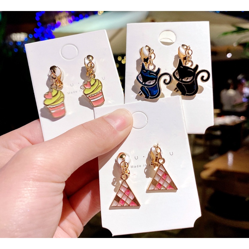 Khuyên tai cho bé kẹp KHÔNG CẦN BẤM LỖ TAI hình dáng Cartoon siêu xinh