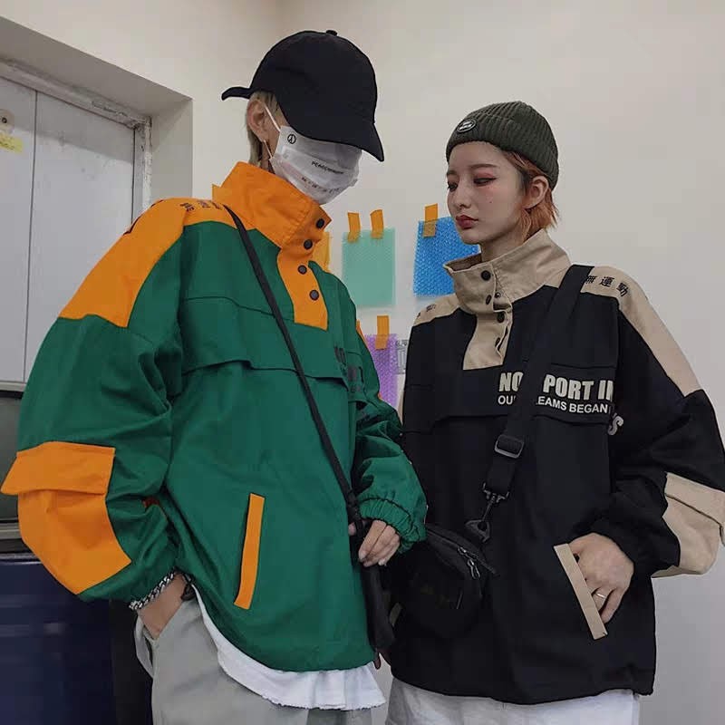 (SẴN + KÈM FEEDBACK 2 ẢNH CUỐI) Áo khoác hoodie jacket unisex oversize street style đen trắng chui đầu cá tính kín cổ
