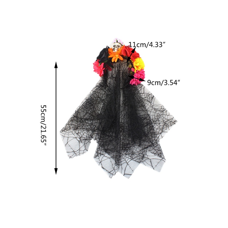 Băng Đô Mạng Nhện Phối Ren Hoa Hóa Trang Halloween