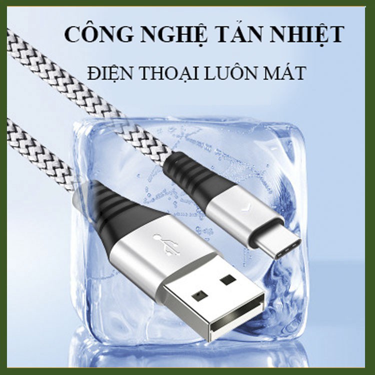 [LỖI HOÀN TIỀN 100%] Cáp sạc siêu nhanh 3A 3 đầu và 1 đâu dành cho Andoird và IOS dài đến 2m siêu bền