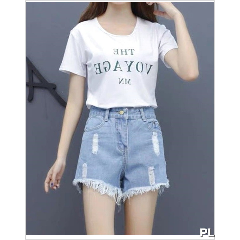 Quần short jean nữ LAI TUA BẦU RÁCH NHỎ 4 THỜI TRANG L2-4