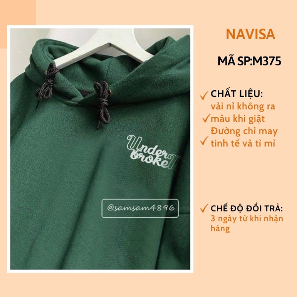 Áo nỉ hoodie nữ unisex from có dây kéo cute hàn quốc NAVISA M375