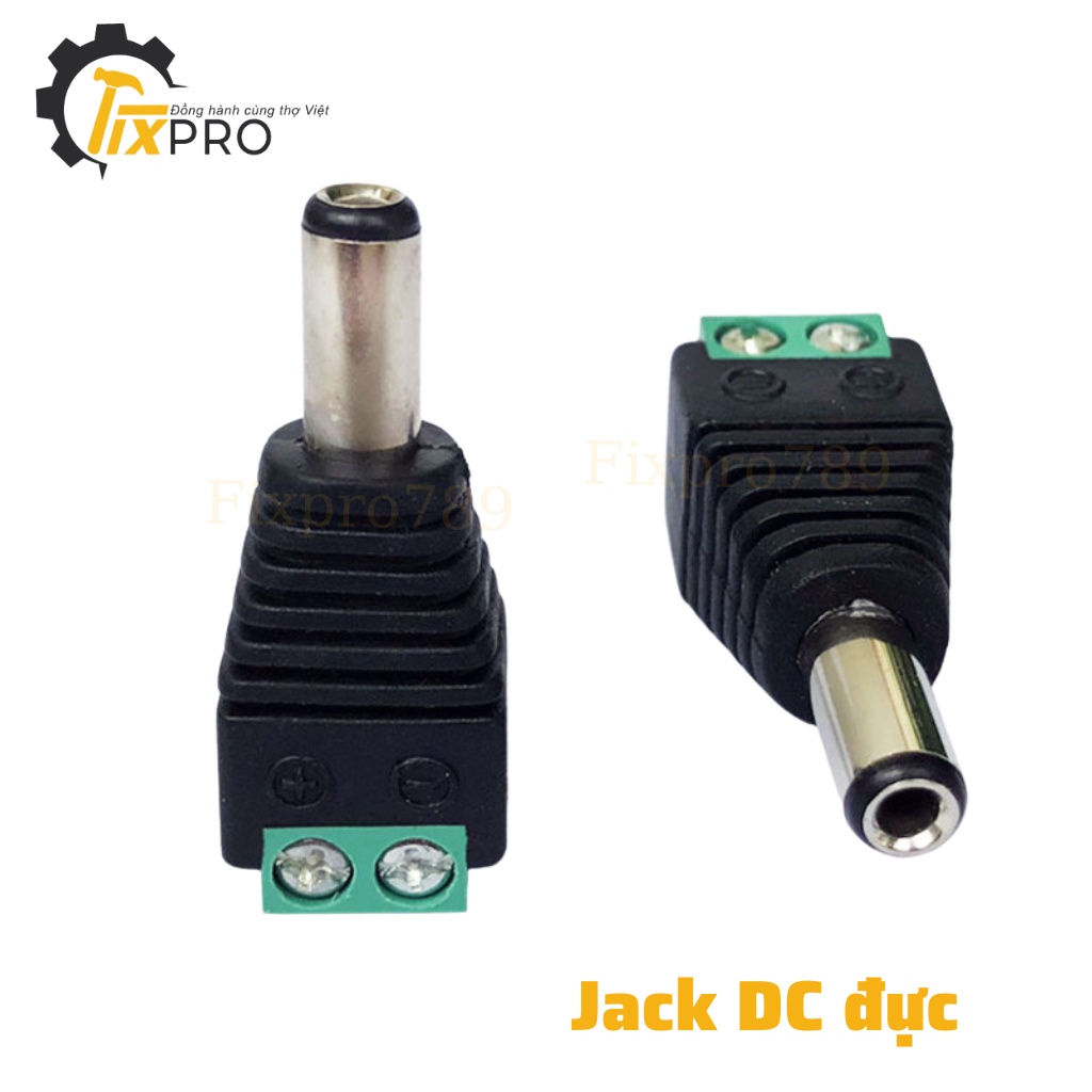 Jack nguồn DC đầu đực, cái 5.5x2.5mm, 5.5x2.1mm đấu dây dùng vít.