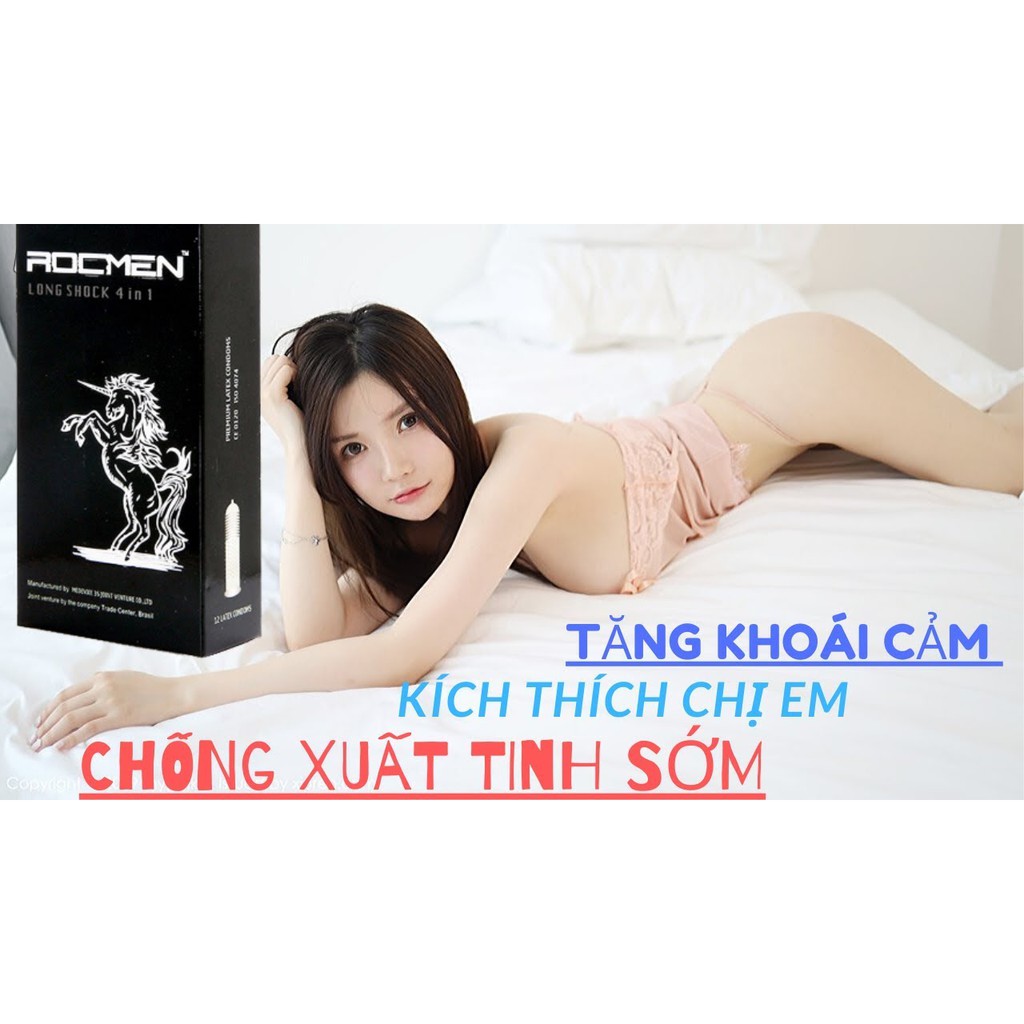 [Combo 2 Hộp] Bao Cao Su ROCMEN Xanh - BCS ROCMEN Đen. Bcs Gân Gai Nhiều, Kéo Dài Thời Gian Yêu, Cảm Giác Thăng Hoa.