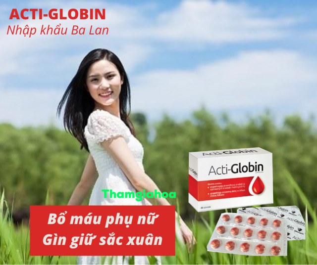 Acti Globin - Bổ máu phụ nữ, sinh con khoẻ đẹp, bổ sung sắt, acid folic, vitamin, khoáng chất (Ba Lan) - Hộp 30 viên