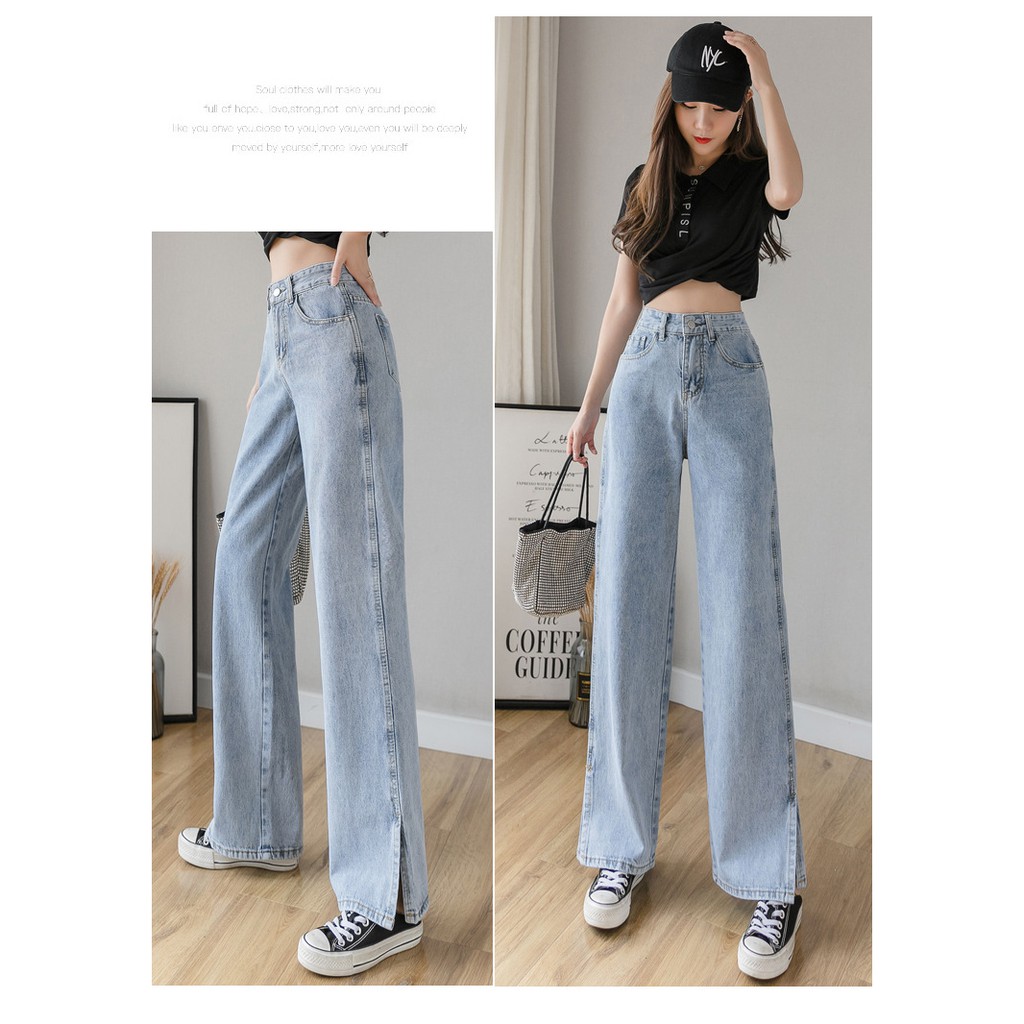 Quần jean nữ ống rộng quần bò ống rộng ulzzang xẻ line phong cách Hàn Quốc cao cấp - ZOO26 | BigBuy360 - bigbuy360.vn