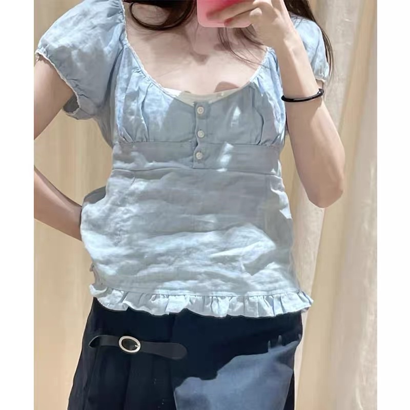 Brandy Melville Linen Blair Top x Skylar Eyelet Heart Top