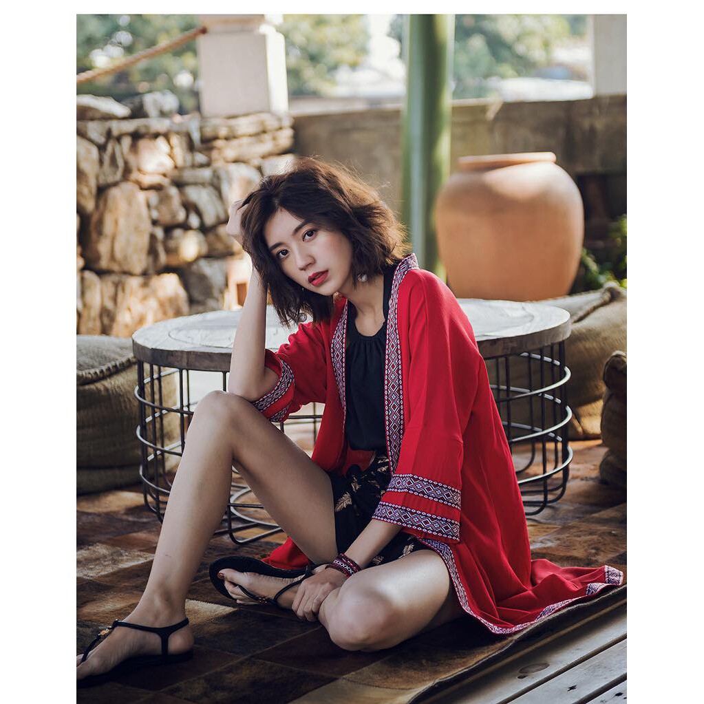 Áo CARDIGAN BOHO ĐỎ