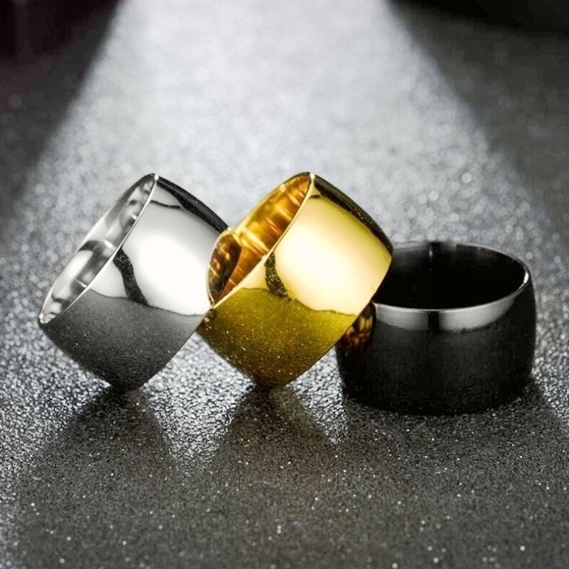 Nhẫn Thép Titan Siêu Rộng 12mm Phong Cách Đơn Giản Sáng Tạo Mới Cho Nam Và Nữ