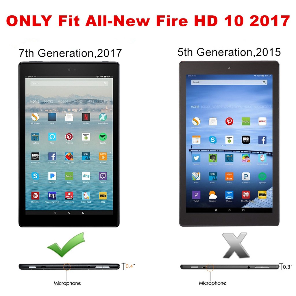 Ốp lưng bảo vệ bằng da mềm cho ốp lưng Kindle Fire HD 10 2017