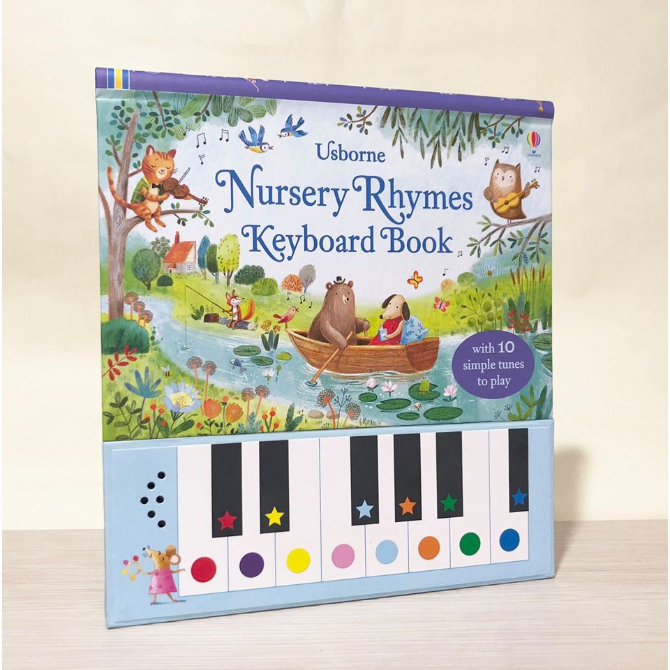 Sách Usborne - My first keyboard book Nursery Rhymes Keyboard Book cho bé tập đàn bằng màu sắc