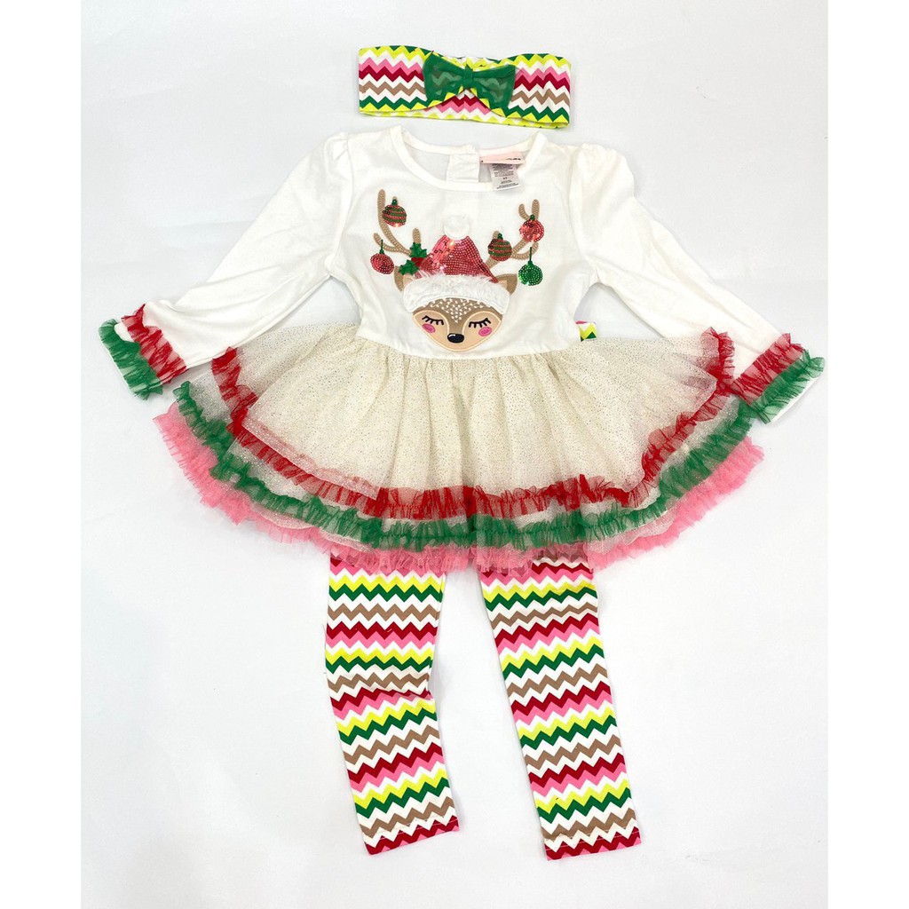 Set 3 chi tiết áo váy quần legging + turban Noel