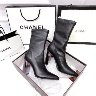 💖FULLBOX BOOT💖 Bốt nữ ngắn cổ da ôm chân gót vuông bốt Bigtree
