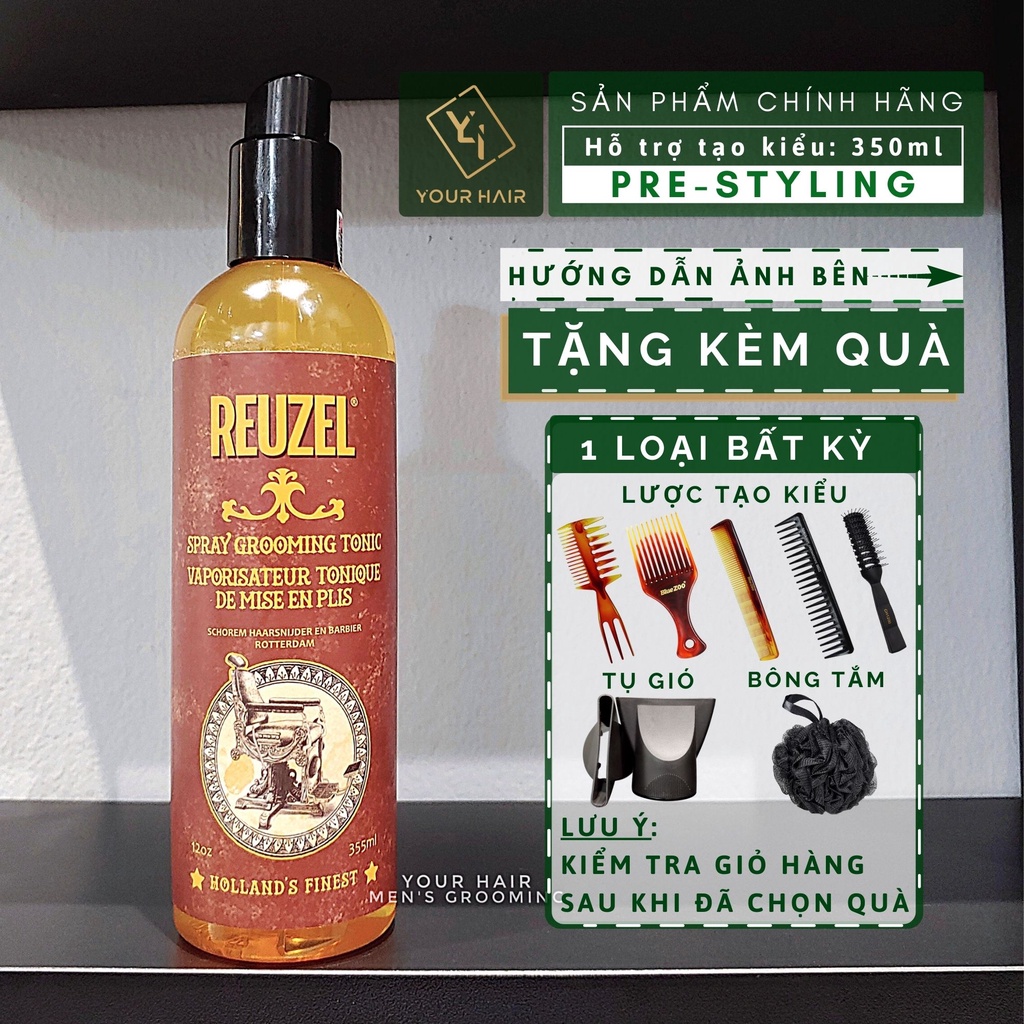 Xịt dưỡng tăng độ giữ nếp cho tóc Reuzel Grooming Tonic Spray - 350ml - Chính hãng