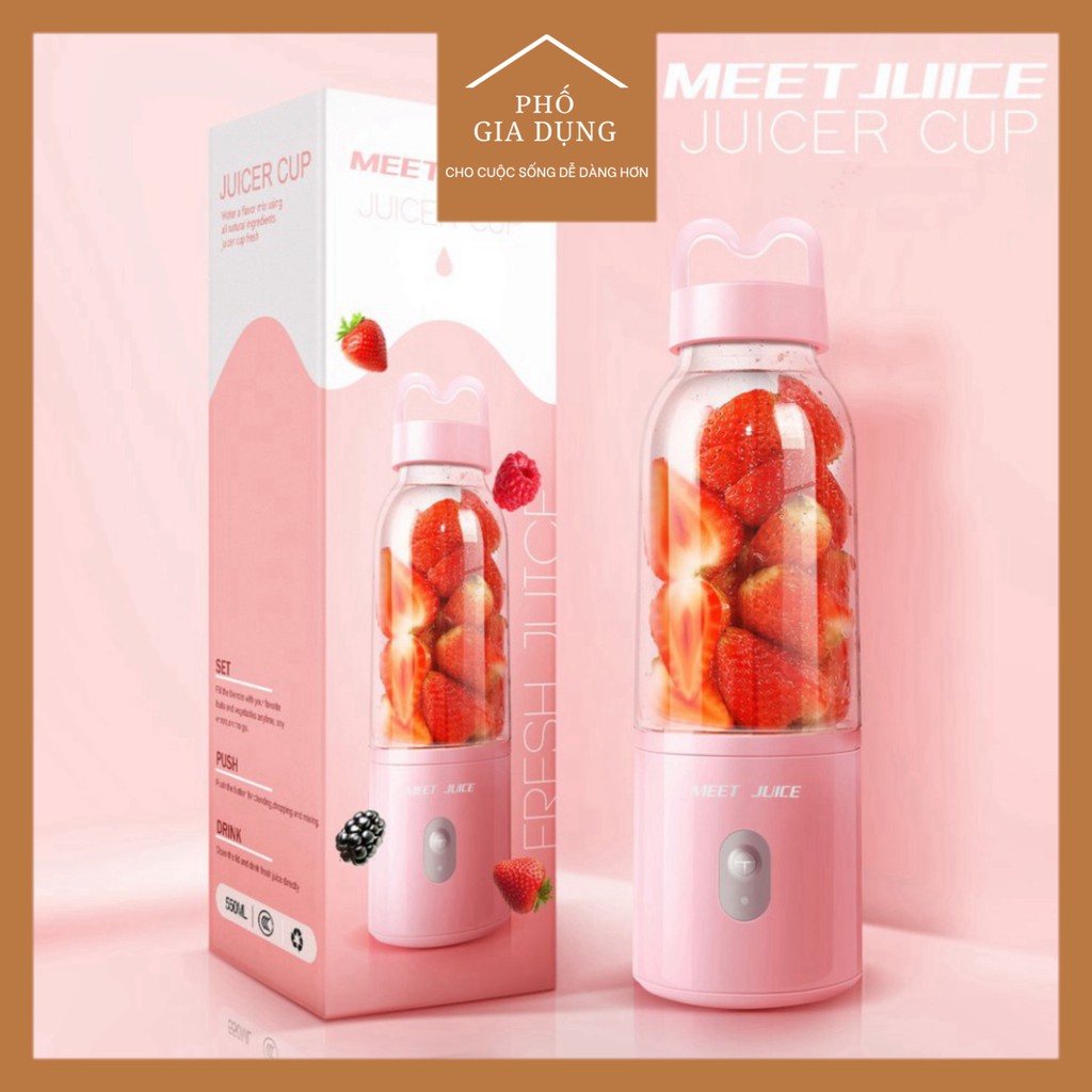 [Bán chạy] Máy xay sinh tố, hoa quả cầm tay mini Meet Juice - Siêu đẹp - Siêu tiện