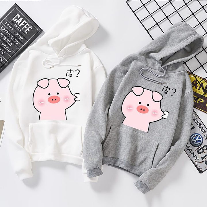 Áo hoodie nữ in hình lợn béo siêu cute đáng yêu freesize 45-65kg