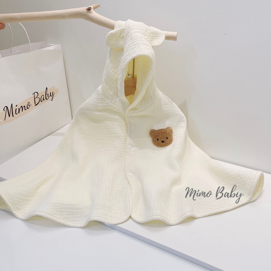 Áo choàng gấu mùa thu chất liệu xô muslin 4 lớp dễ thương cho bé Qa34 Mimo Baby