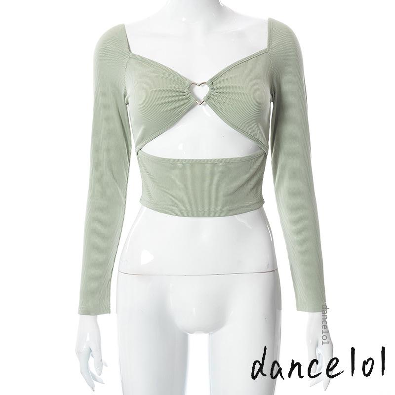 Áo Tay Dài Cổ Chữ V Màu Trơn 1O1 Cho Nữ