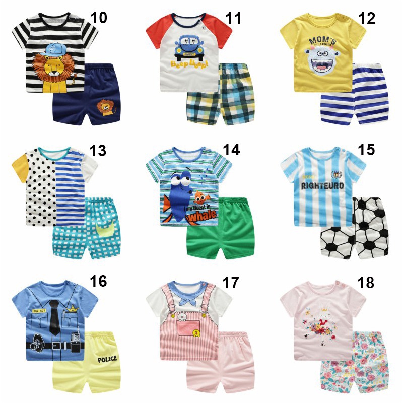 Set Áo Thun Tay Ngắn 100% Cotton &amp; Quần Short Cho Bé Gái