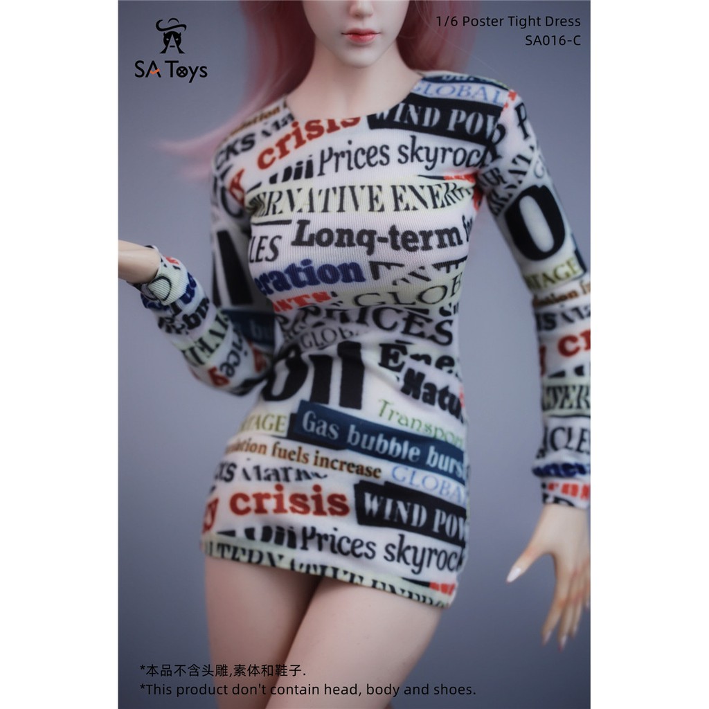 Sa Đầm Ôm Body Tay Dài SA016 Tỉ Lệ 1 / 6 Cho Mô Hình Nhân Vật Nữ 12 "