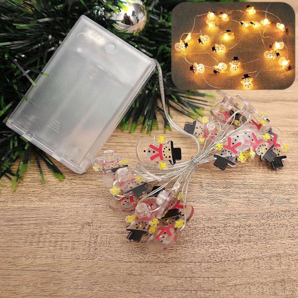 Dây đèn led 20 bóng hình ông già noel/người tuyết/cây thông trang trí giáng sinh