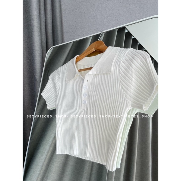 [ẢNH THẬT 100%]Áo polo gài nút thun gân màu trắng siêu co giãn- HÀNG CAO CẤP CÓ SẴN | BigBuy360 - bigbuy360.vn