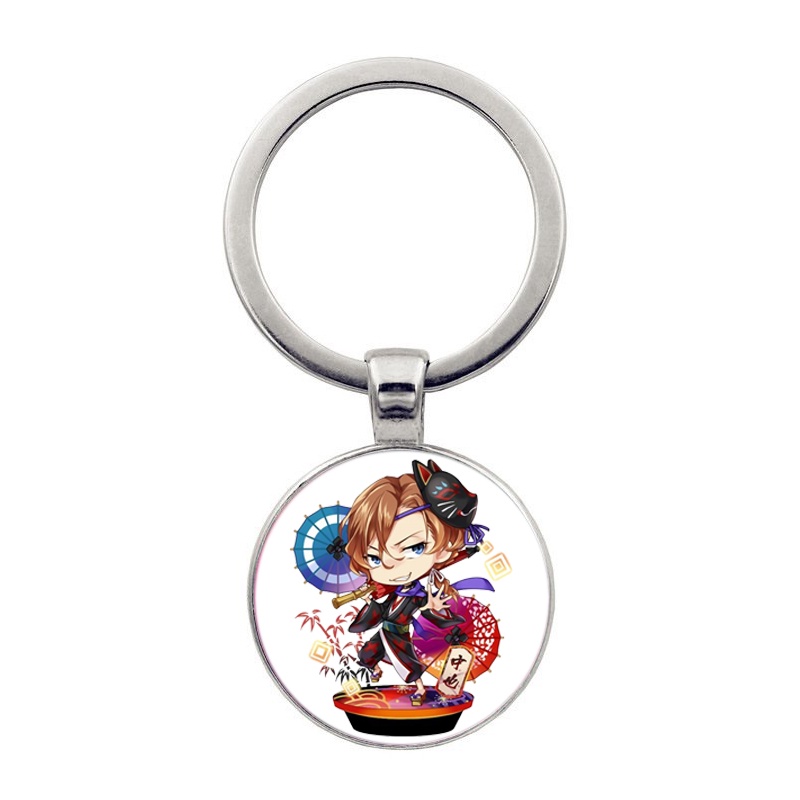 (30k) Móc khóa tròn kim loại in hình Bungou Stray Dogs anime chibi xinh xắn độc đáo