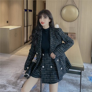 [Hàng order] Set áo dạ tweed Áo khoác dạ + chân váy dạ tweed mã VT89