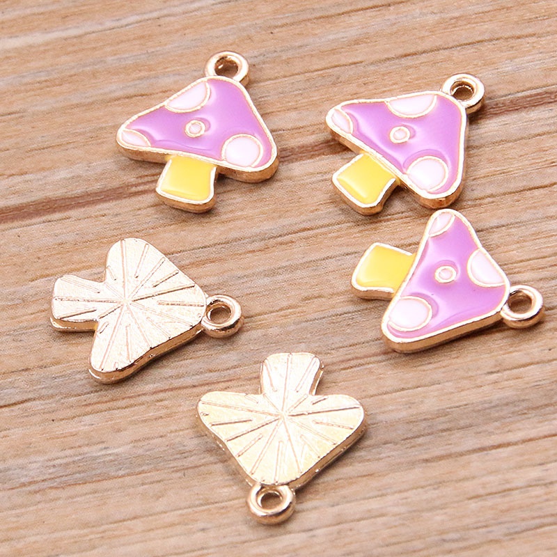 Set 10 Mặt Vòng cổ Hình Nấm Bằng Hợp Kim Nhiều Màu Sắc Diy