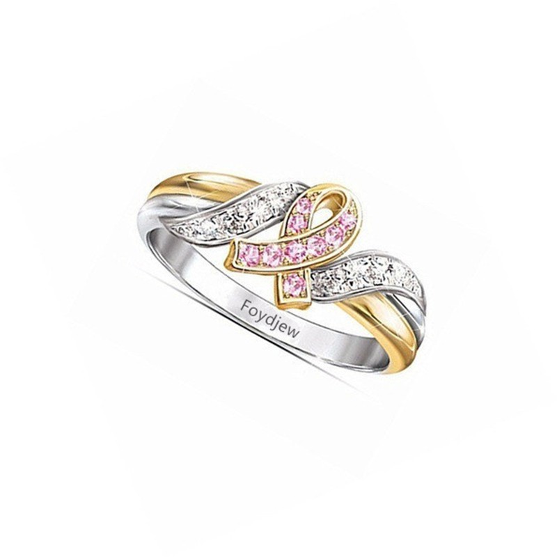 Aifei Jewellery Women Ring Mosaic Diamond 925 Sterling Silver 18K Rose Gold Plating R583