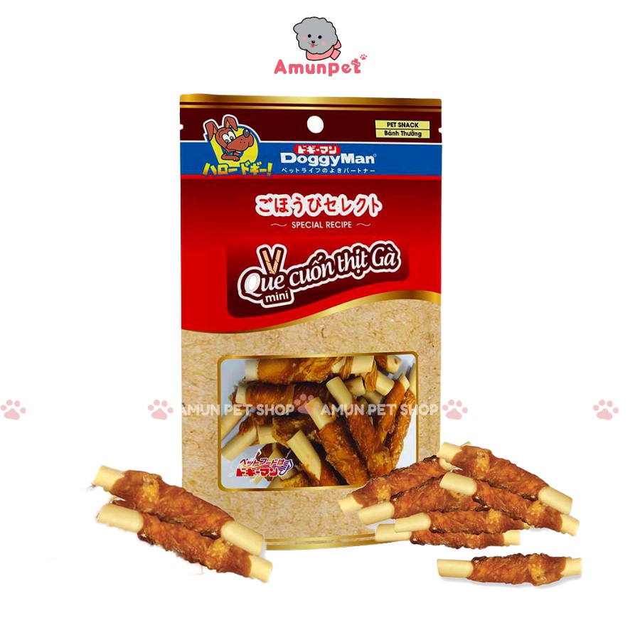 Que Cuốn Thịt Gà DoggyMan Dành Cho Chó Gặm Sạch Răng Thơm Miệng Snack Đồ Ăn Bánh Thưởng Cho Thú Cưng Amun P