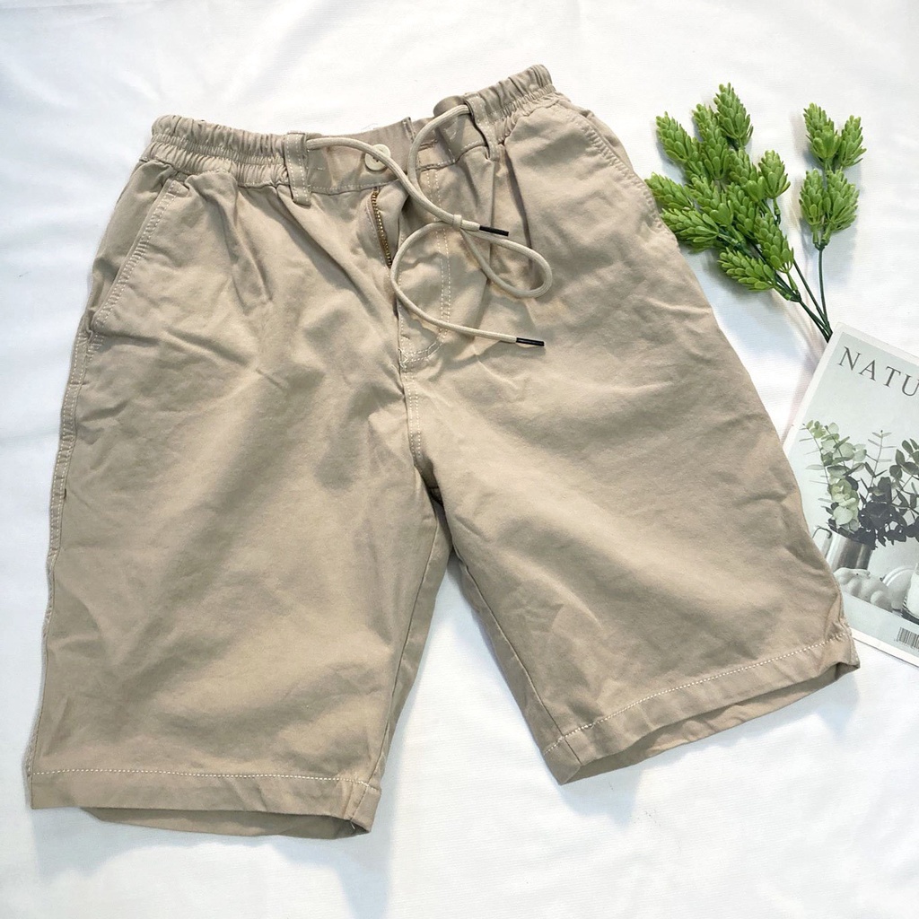 Quần kaki lửng cho nam 43kg đến 65kg, Dáng suông ôm vừa, lưng thun có dây rút được, có khóa kéo - QN103