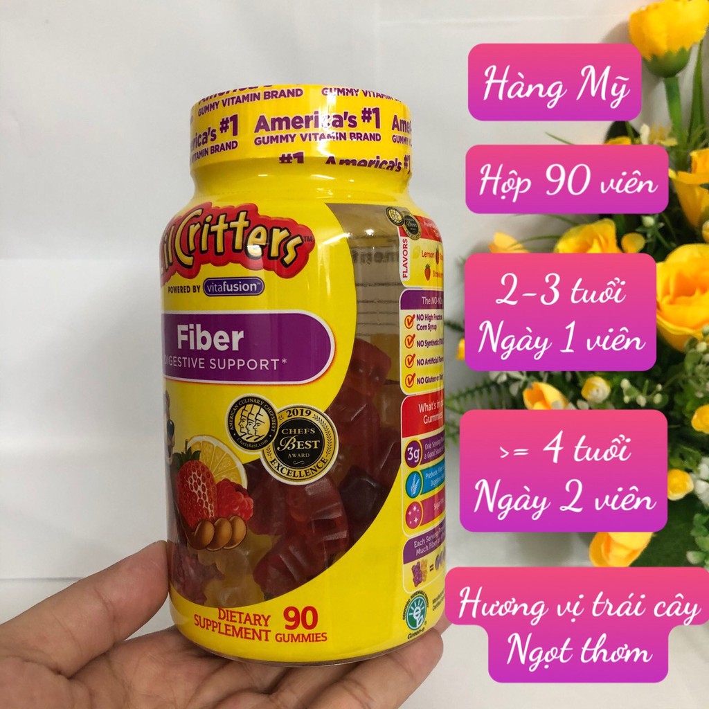 ❤️ [Date 2/2023] Kẹo dẻo gấu L'il Critters Gummy Fiber chất xơ 90 viên Mỹ, trái cây thơm ngon