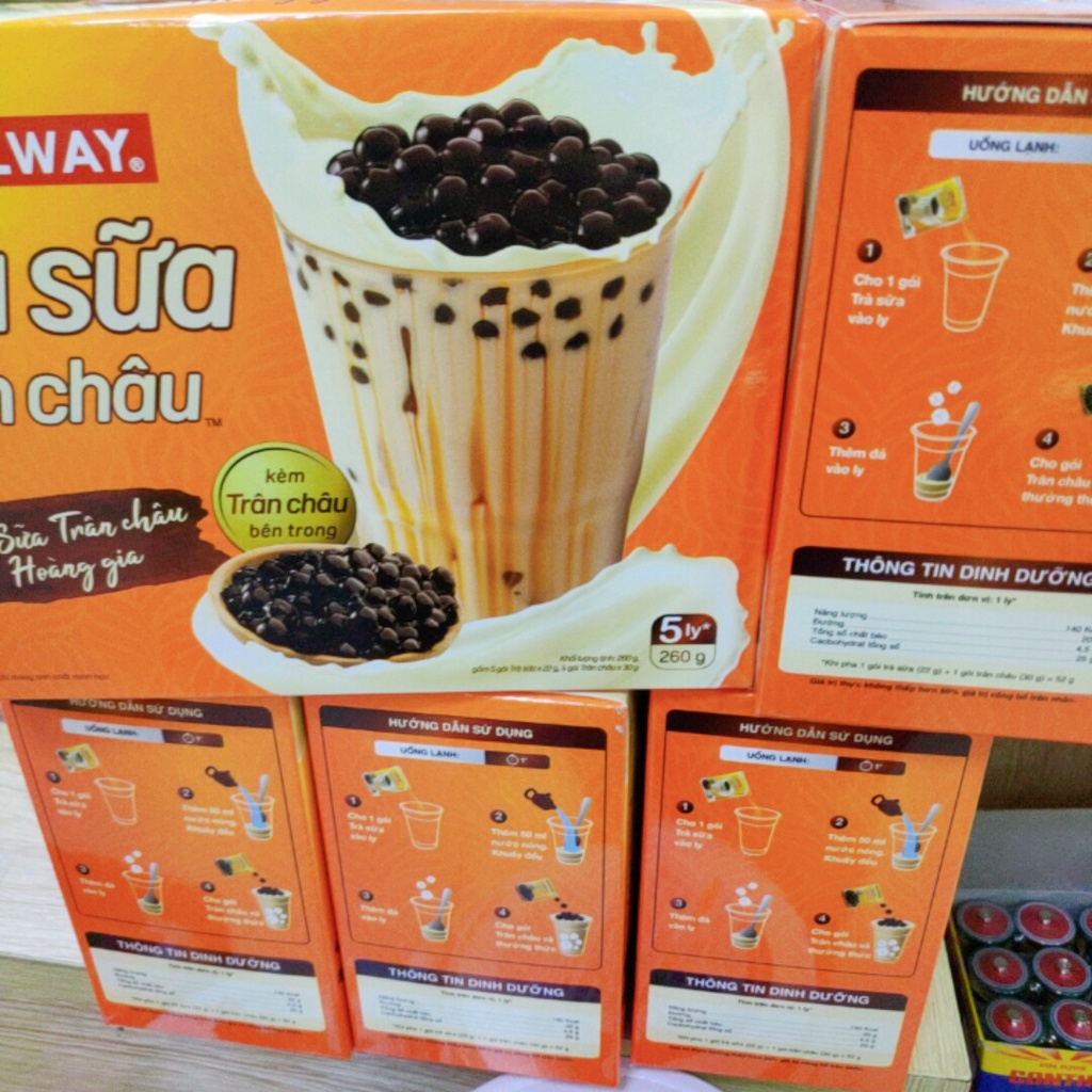 Trà Sữa Trân Châu Hillway Sét 5 Gói Kèm Trân Châu hộp 260g