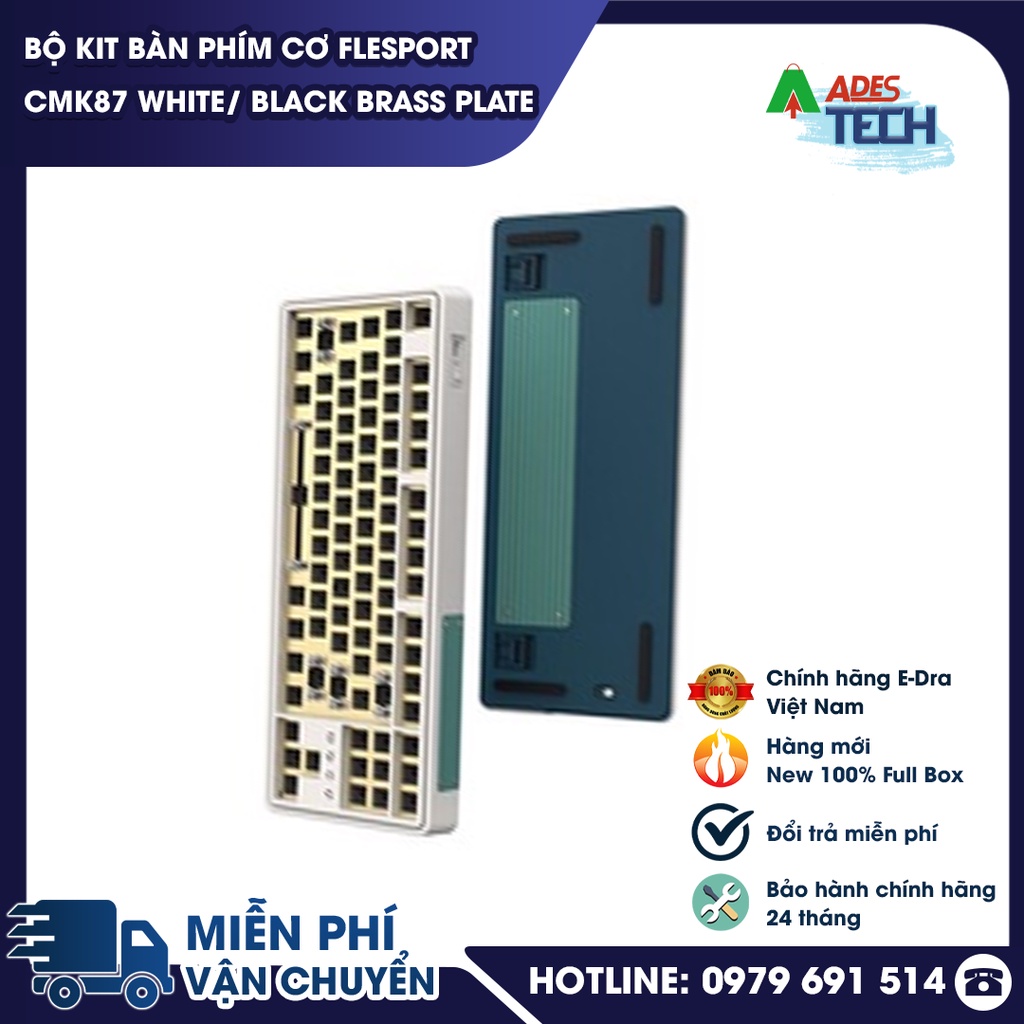 KIT Bàn Phím Cơ FLEsport CMK87 White / Black Brass Plate | Plate Đồng Chắc Chắn | 1 Mode | Bảo Hành 12 Tháng