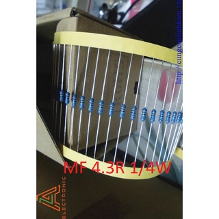 Điện trở MF 4.3R 1/4W 1% Chân đồng (100pcs) T1-D1Điện trở MF 4.3R 1/4W 1% Chân đồng (100pcs) T1-D1