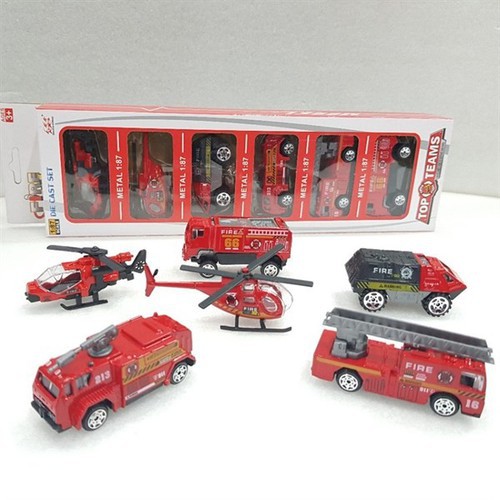 Set 6 XE CỨU HỎA Mini tinh xảo bằng hợp kim và nhựa MN02