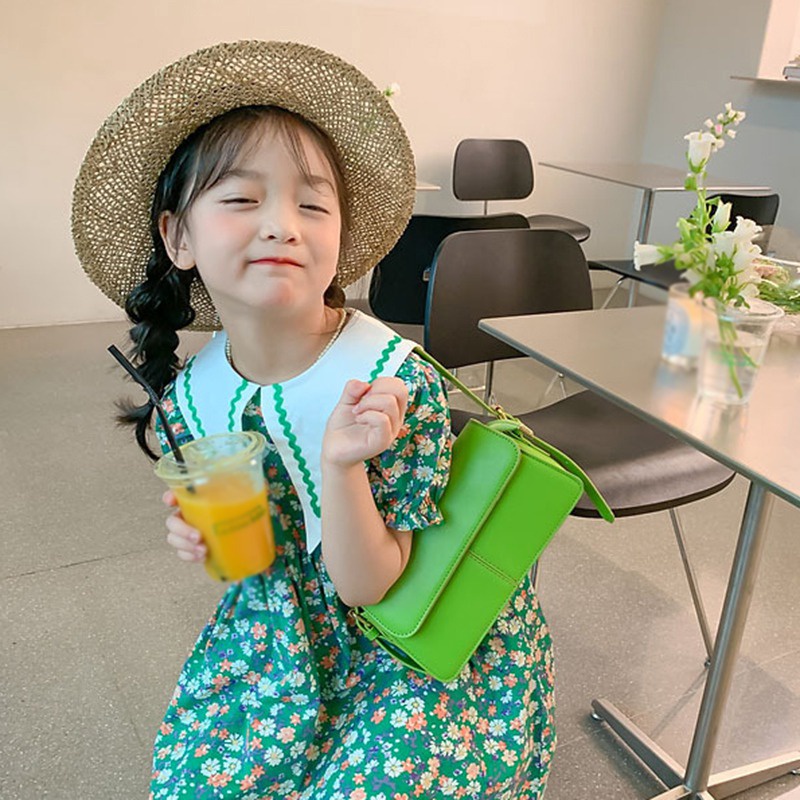 Đầm Công Chúa Tay Phồng Cổ Bẻ In Họa Tiết Hoa Phong Cách Hàn Quốc Thời Trang Mùa Hè Xinh Xắn Cho Bé Gái