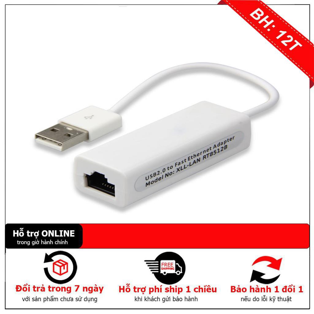 BH12TH [Mã ELFLASH3 hoàn 10K xu đơn 20K] Cáp Chuyển đổi USB To LAN RJ45