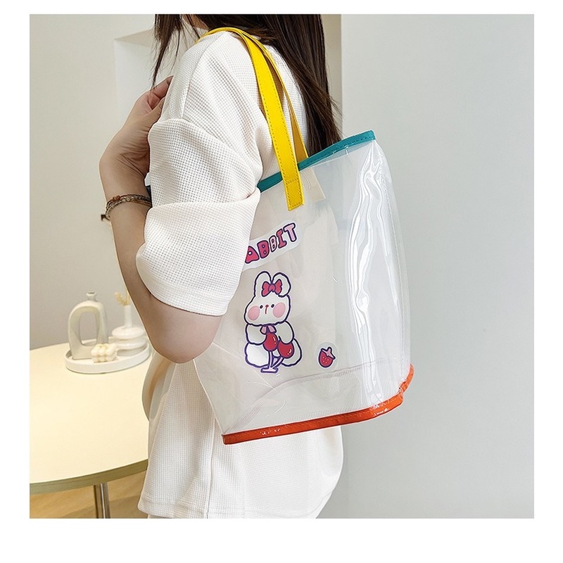 Túi Xách Trong Suốt Chống Thấm Nước Họa Tiết Hoạt Hình Xinh Xắn