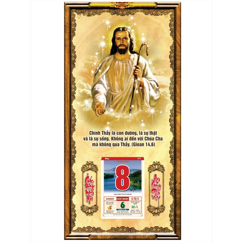 Lịch gỗ phong thủy Công giáo Chúa Giêsu