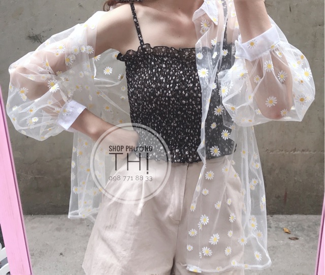 Áo quây - áo hai dây hoa nhí vintage ulzzang (hình shop tự chụp/sẵn)