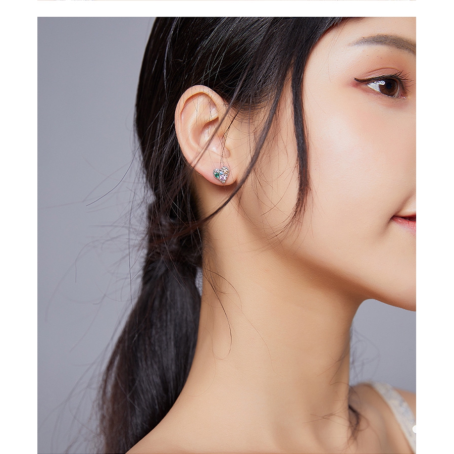 Bông Tai Bamoer Bạc 925 Hình Trái Tim Dành Cho Nữ