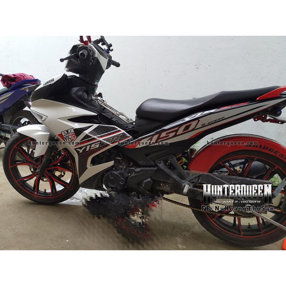 Tem Exciter 150. Tem Y15ZR. Xe đen trắng đỏ. Chỉnh sửa theo yêu cầu. Sắc nét, bền màu, chống nước