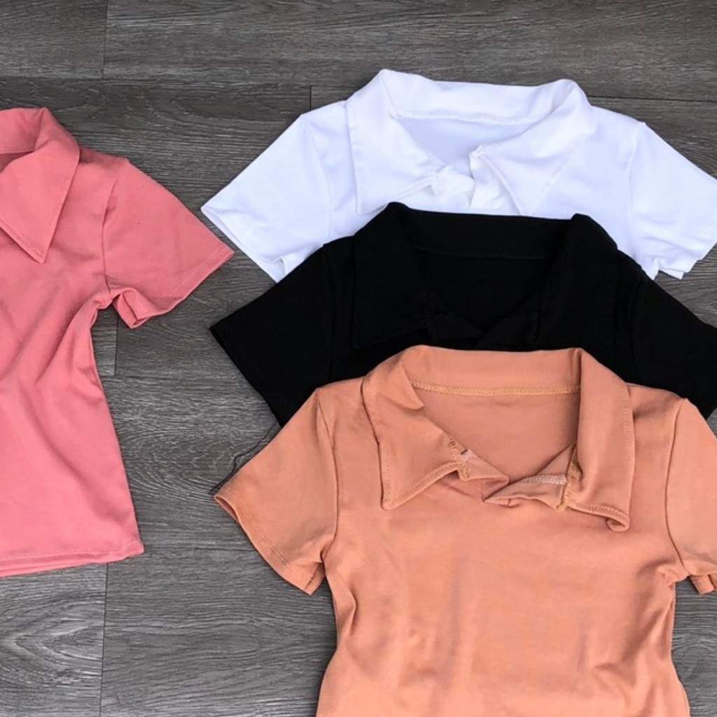 Áo Kiểu Croptop Cổ Trụ _ Chất Borip Dày Dặn Hàng Đẹp _ Ảnh Thật Chụp Sàn