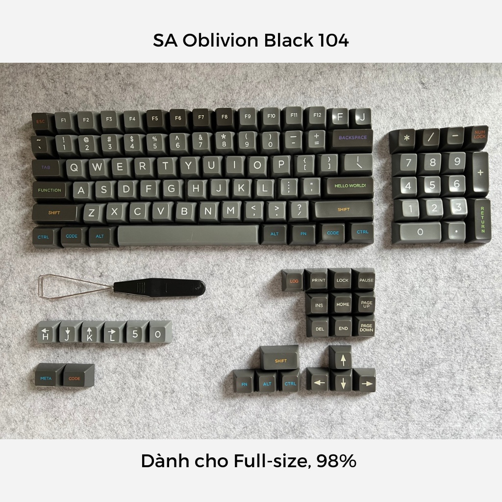 Keycap SA Oblivion Black ABS tráng men cao cấp | Nút bàn phím cơ - Kicap