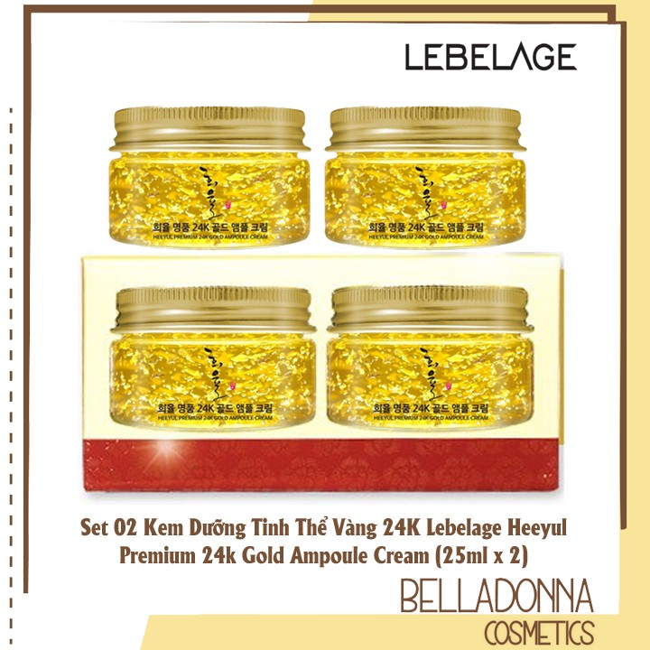 Set 02 Kem Dưỡng Tinh Thể Vàng 24K Lebelage Heeyul Premium 24k Gold Ampoule Cream (25ml x 2)